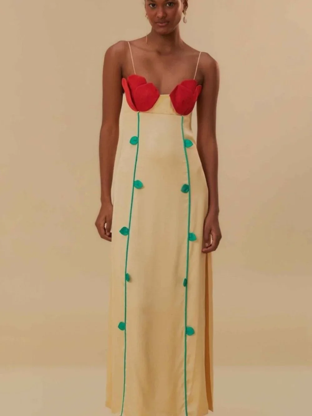 Farm Rio Rose Detailed Satin Dress - Picture 2 of 14